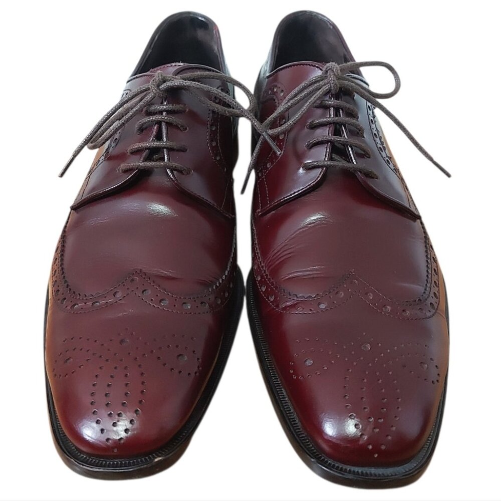 DSquared2  Men Burgundy Brogue Lace-up Wingtip Classic Dress Shoes Dapper 40 EU
